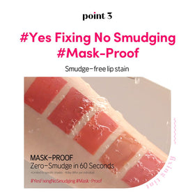 ETUDE side profile of lips wearing tint illustrating comfortable matte feel