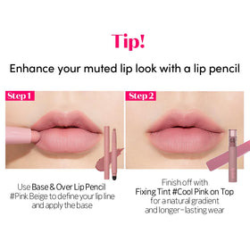 ETUDE on a model in daylight showing everyday wearable cool-pink shade and versatility