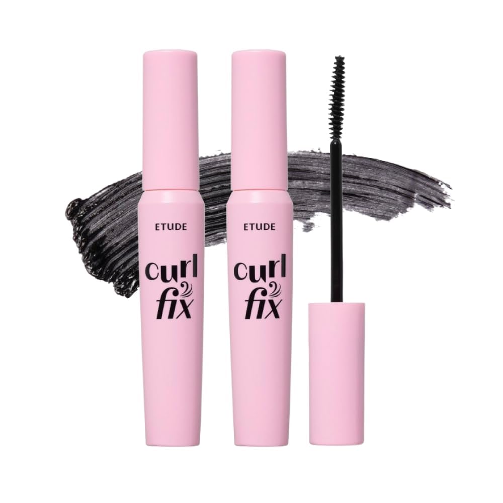 ETUDE front packaging shows dual mascara set with clear product benefits