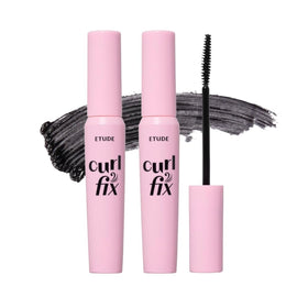 ETUDE front packaging shows dual mascara set with clear product benefits