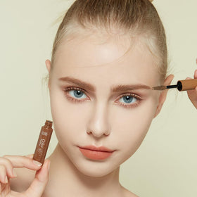 ETUDE lifestyle model wearing rich brown brows for polished everyday look