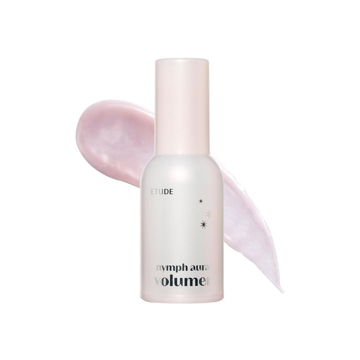 ETUDE front packaging of Nymph Aura Volumer showing product bottle and brand benefit