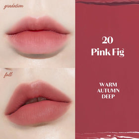 ETUDE swatch of Pink Fig on ceramic plate showing true high-pigment color
