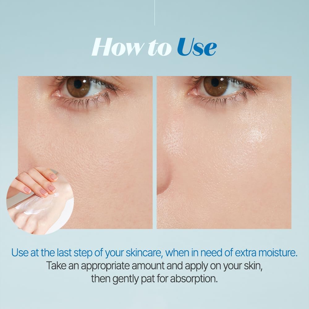 ETUDE product spread on cheek closeup showing dewy finish and calming benefit