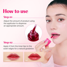 ETUDE droplet of Strawberry Ade texture highlighting lightweight hydration