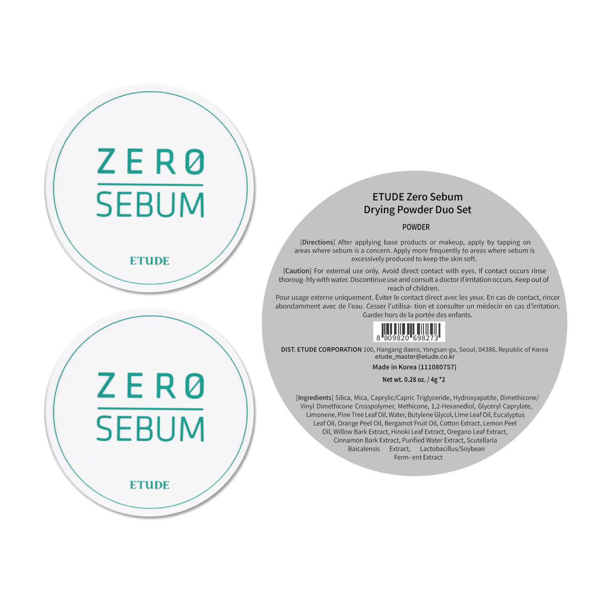 ETUDE model applying Zero Sebum powder to T-zone for lightweight shine control and soft skin
