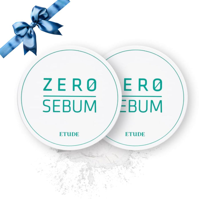 ETUDE front packaging of Zero Sebum duo showing compact jars and brand — convenient oil control