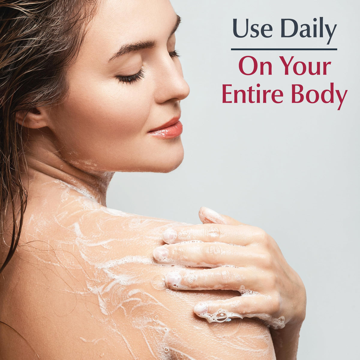 Person gently washing face with Eucerin cleanser for sensitive skin