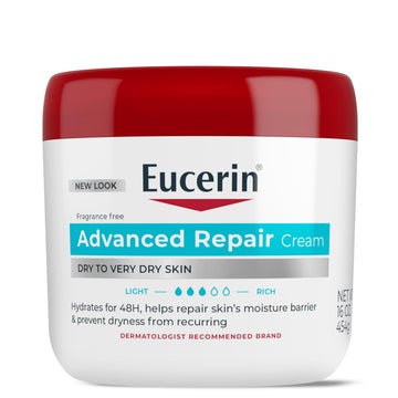 Eucerin jar front view showing clean unscented hydration benefit