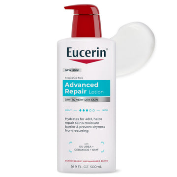 Eucerin front pump bottle showing unscented lotion and easy dispensing