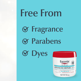 Eucerin ingredient list callout showing urea-enriched moisturizing benefit