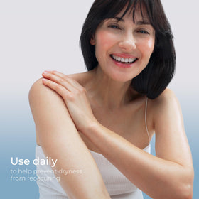 Eucerin lotion spread on skin showing smooth finish and non-greasy feel