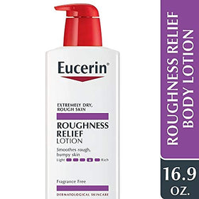 Eucerin being smoothed onto forearm to relieve rough skin