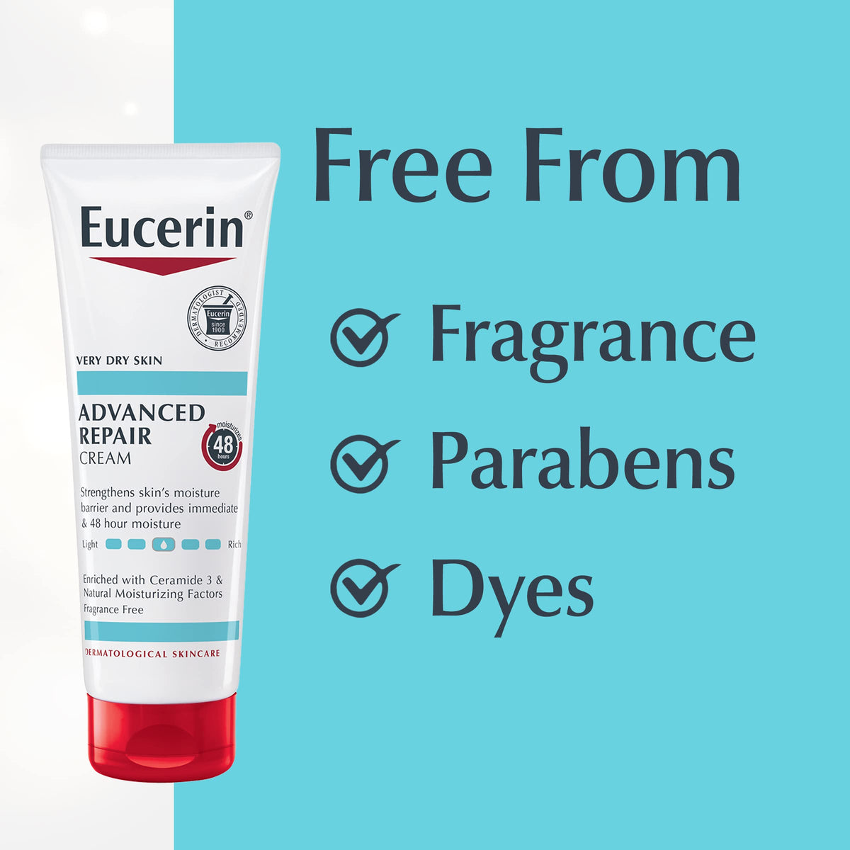 Eucerin in bathroom post-shower routine emphasizing immediate use benefit