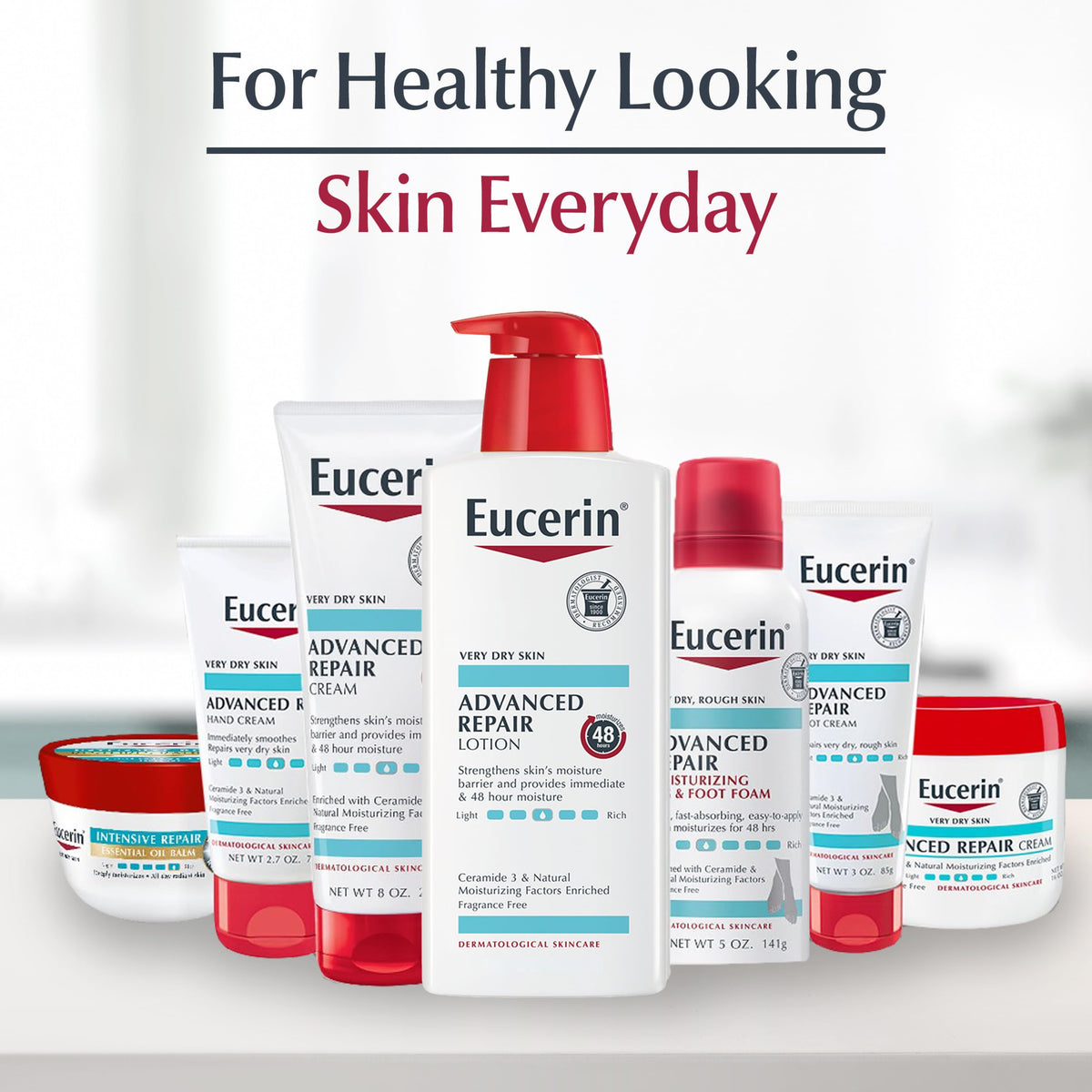 Eucerin cleanser used in shower demonstrating gentle clean
