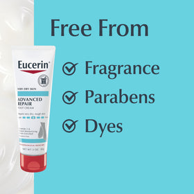 Eucerin cream absorbed into skin showing non-greasy finish and comfort