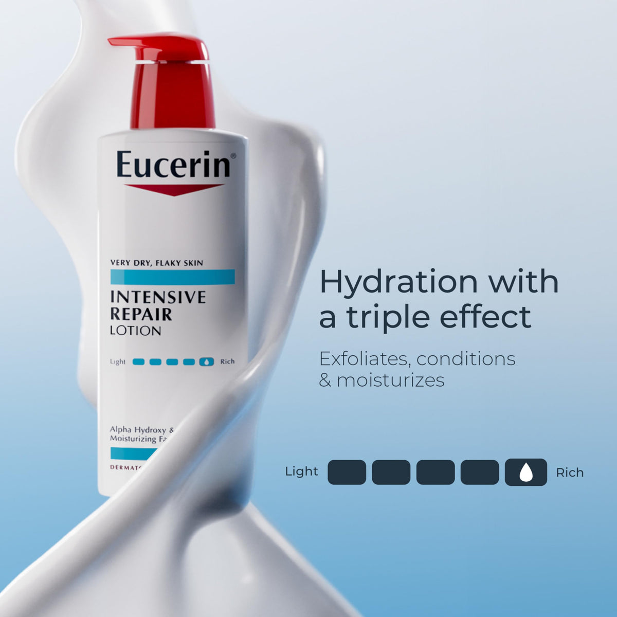 Eucerin cream texture on hand demonstrating rich absorbent moisture
