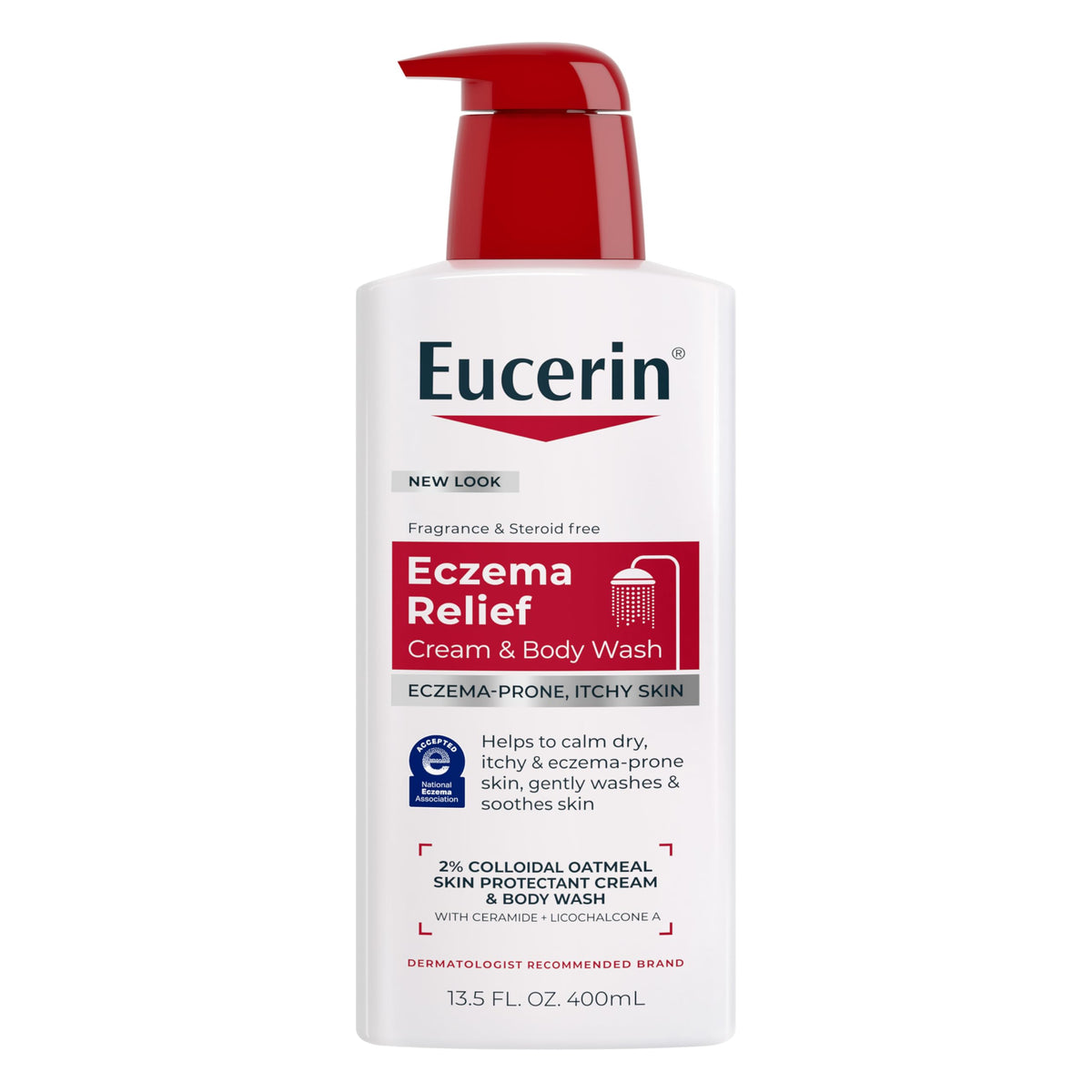 Eucerin front bottle view showing product for gentle eczema care