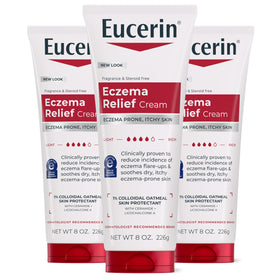 Eucerin front packaging showing tube and calming eczema relief benefits