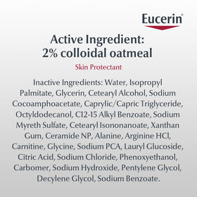 Eucerin ingredient label close-up showing colloidal oatmeal content