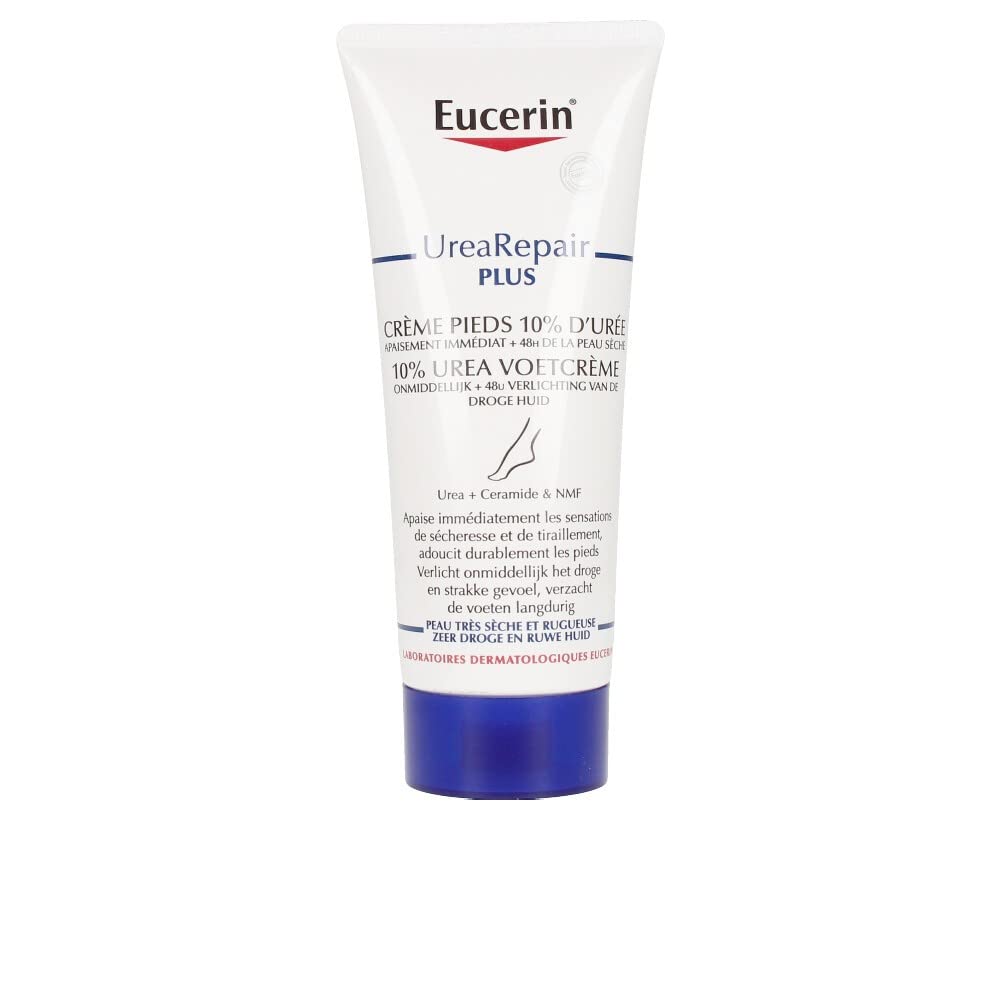 Eucerin foot cream front tube showing label and 10% urea for intensive hydration