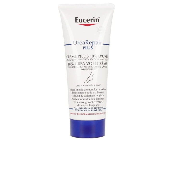 Eucerin foot cream front tube showing label and 10% urea for intensive hydration