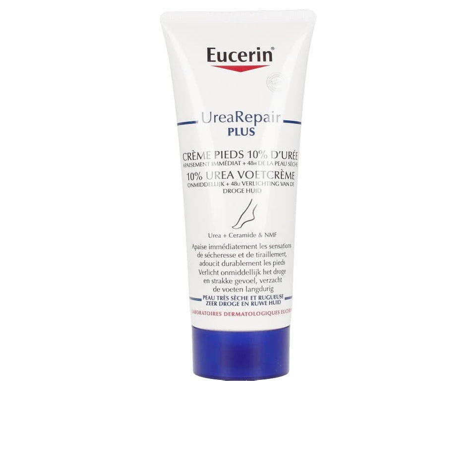 Eucerin foot cream front tube showing label and 10% urea for intensive hydration