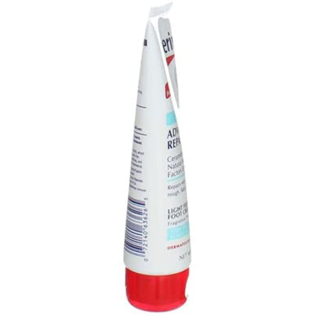 Cream dollop on hand from Eucerin tube showing non-greasy absorbent benefit