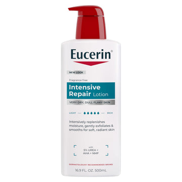 Eucerin front label on pump bottle showing product name and size benefit