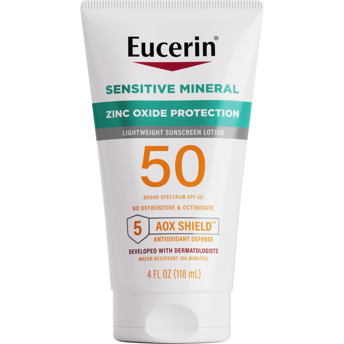 Eucerin front packaging 4 fl oz tube showing SPF 50 protection and branding