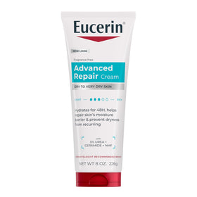 Eucerin front packaging 8 oz shows tube and brand for trusted hydration