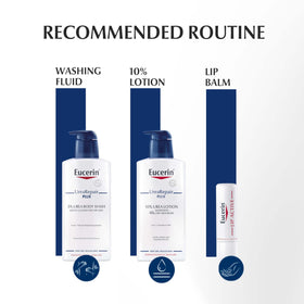 Eucerin hand cream on bathroom counter lifestyle scene suggesting daily routine benefit