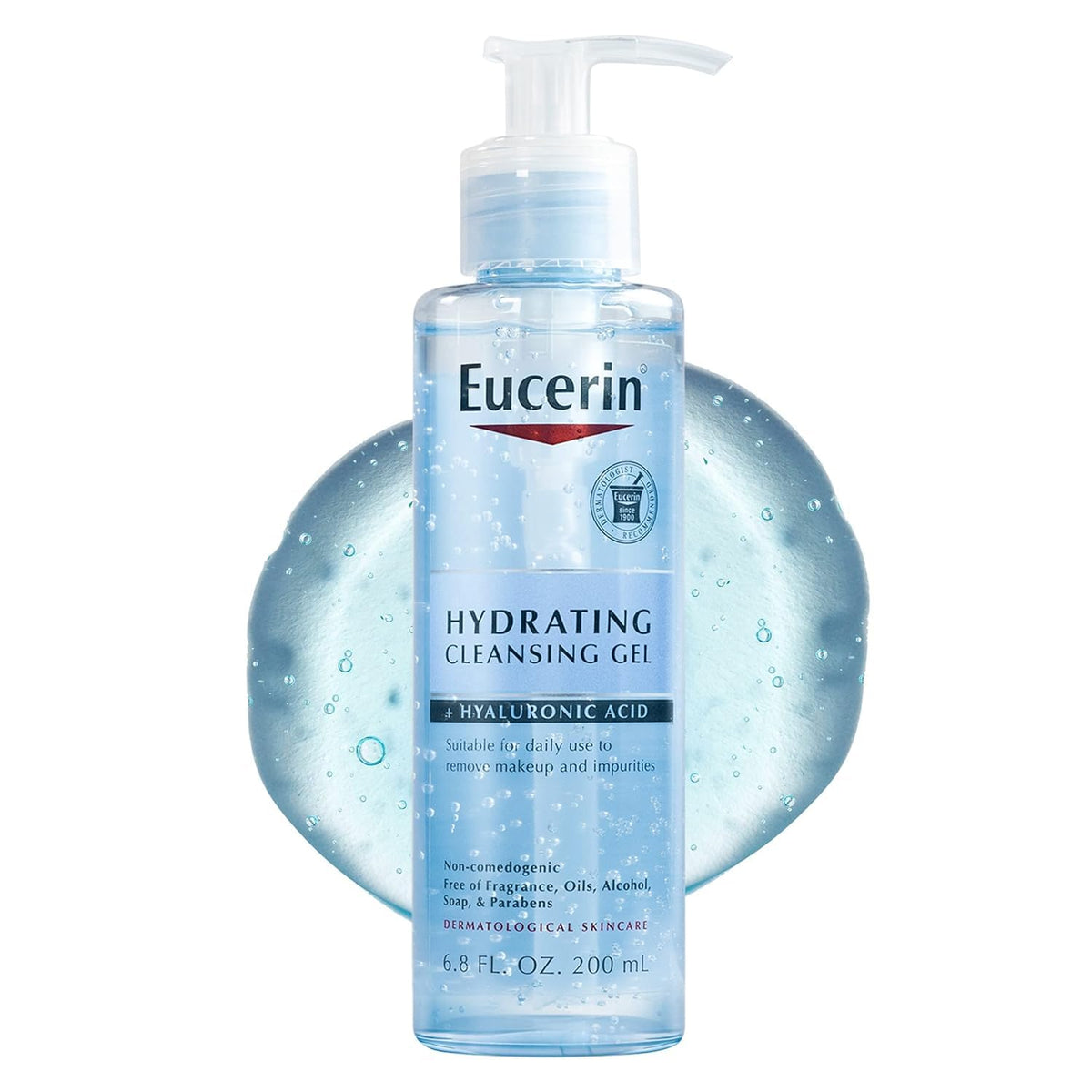 Eucerin front packaging showing bottle and branding, promoting trustworthy daily cleanse