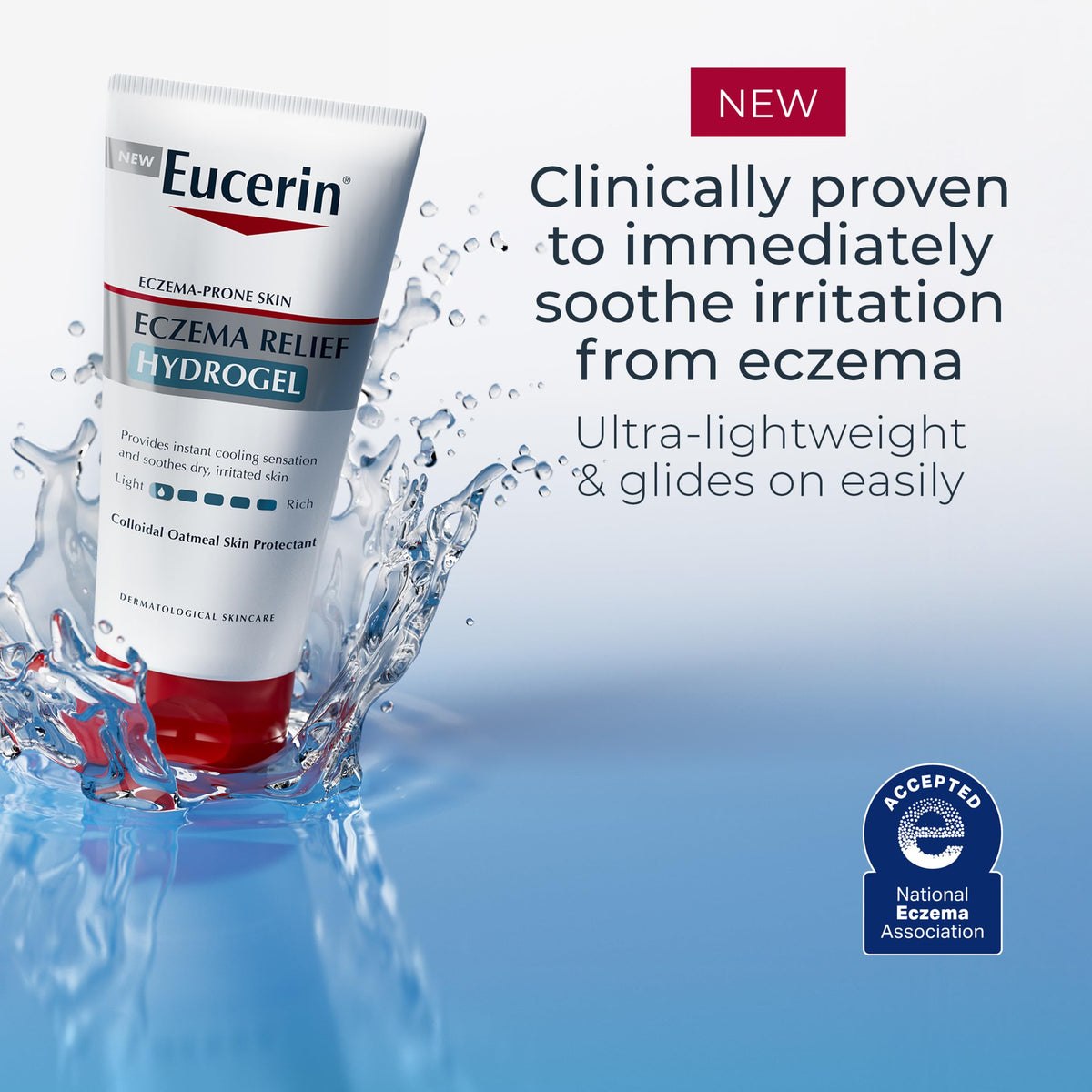 Eucerin hydrogel ingredient visual focusing on ceramide and barrier support
