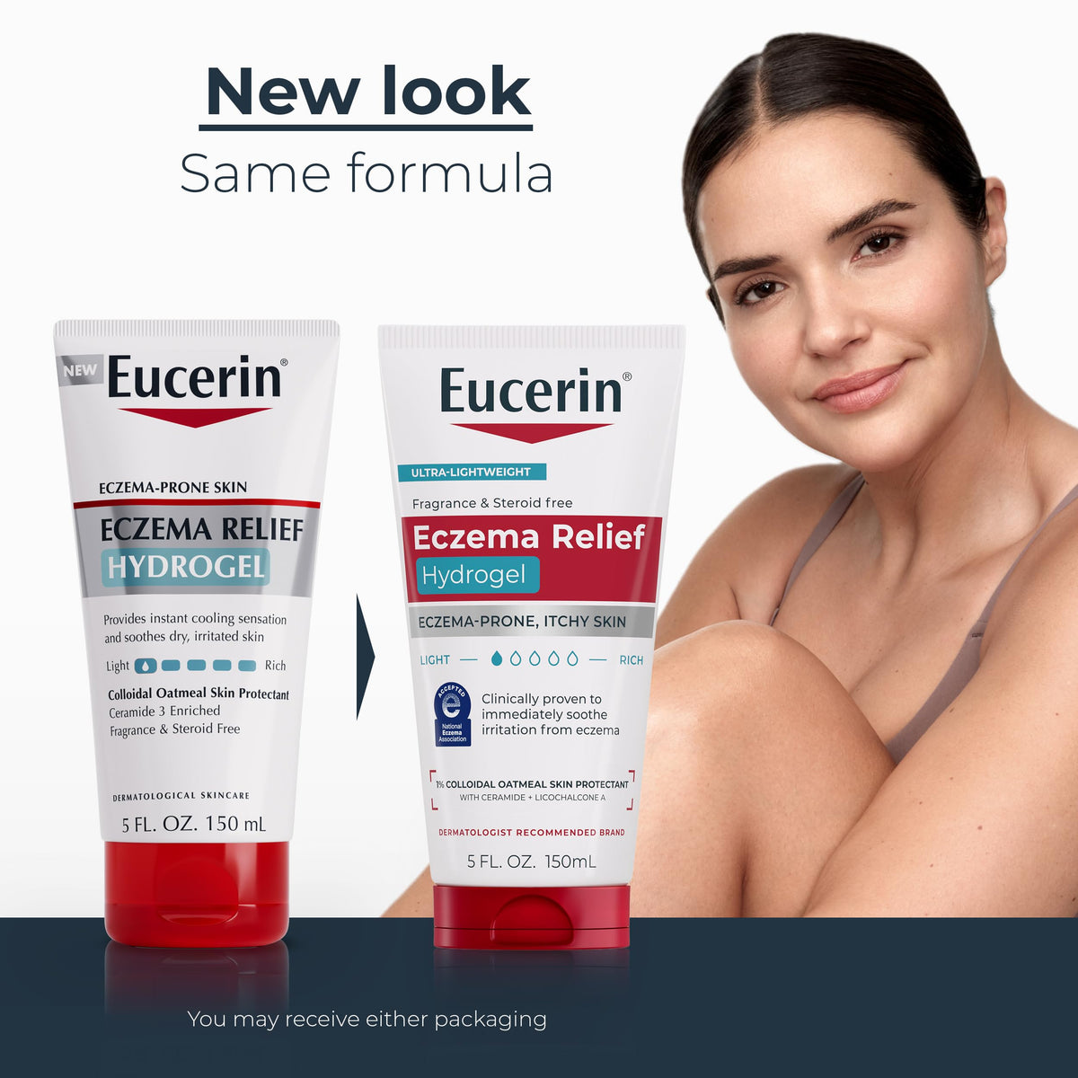 Eucerin hydrogel close-up texture highlighting lightweight cooling benefit