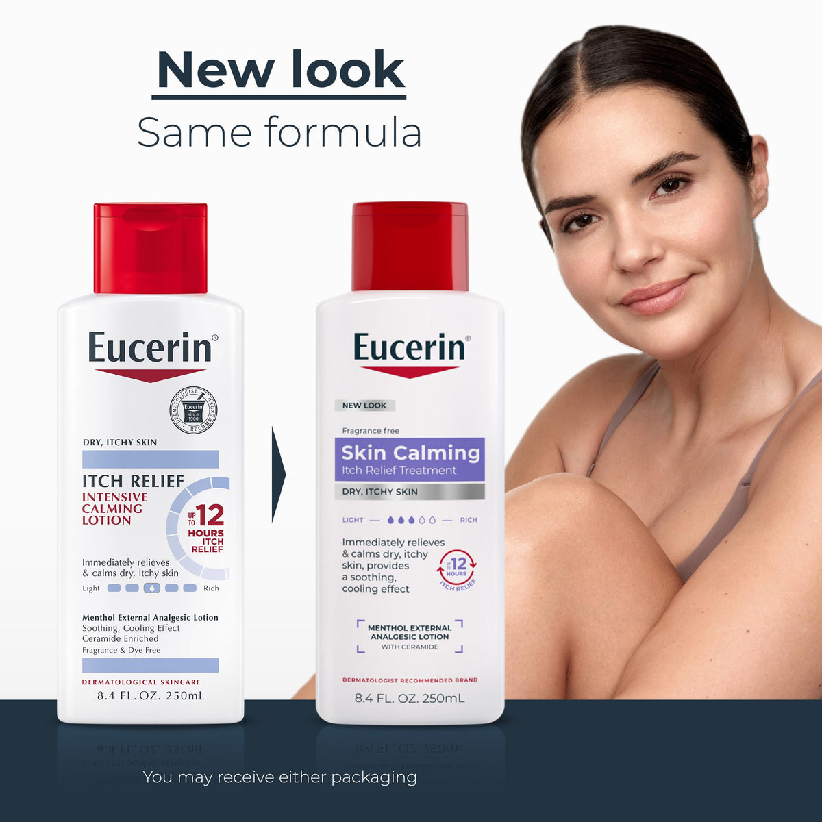 Eucerin pump and cap detail highlighting ease of controlled dispensing