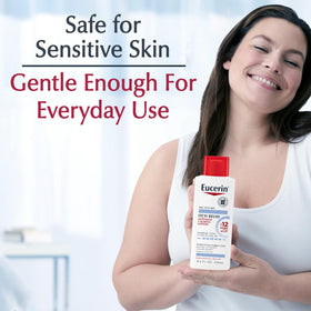 Before and after skin visual with Eucerin showing smoother hydrated skin