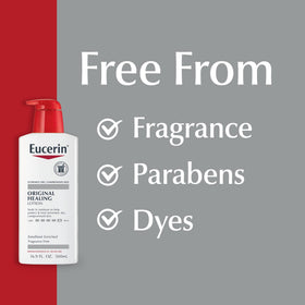 Eucerin label ingredient panel displaying simple, gentle formulation