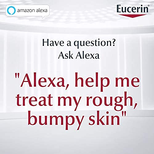 Eucerin bottle on bathroom shelf indicating everyday skincare use