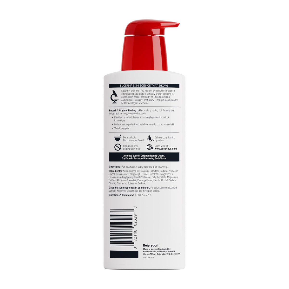 Eucerin lotion texture close-up showing rich emollient consistency