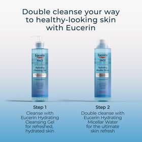 Eucerin label highlighting hyaluronic acid to support skin moisture