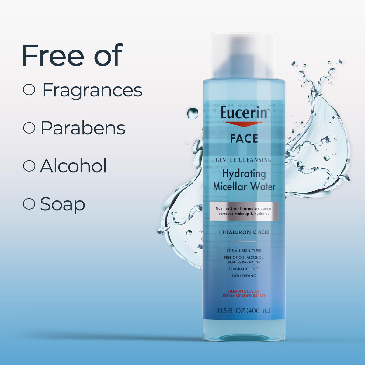 Eucerin micellar water removing eye makeup with a pad for effortless cleanup