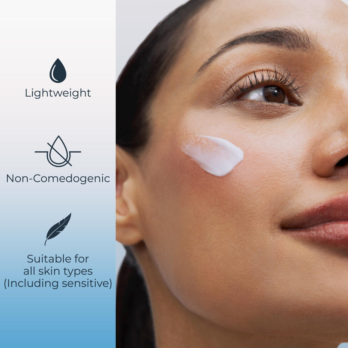 Eucerin open cap revealing lightweight cream texture for fast absorption