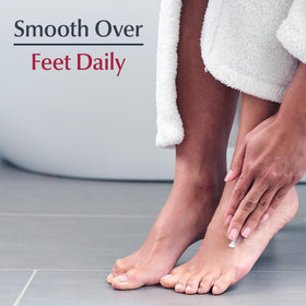 Eucerin foot cream applied before socks illustrating overnight hydration boost