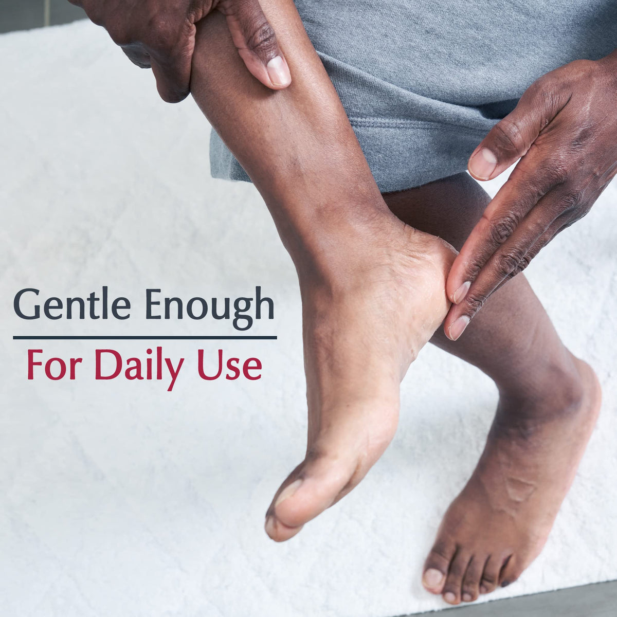 Eucerin jar on bathroom shelf lifestyle shot suggesting daily routine convenience