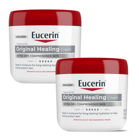 Eucerin jar front view showing product and packaging benefit of dependable moisturization