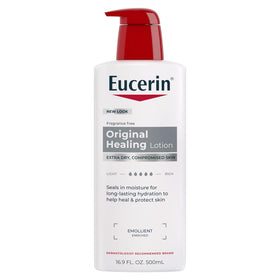 Eucerin front bottle showing product and pump for easy dispensing