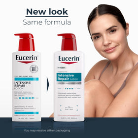 Eucerin pump close-up dispensing lotion for easy, mess-free application