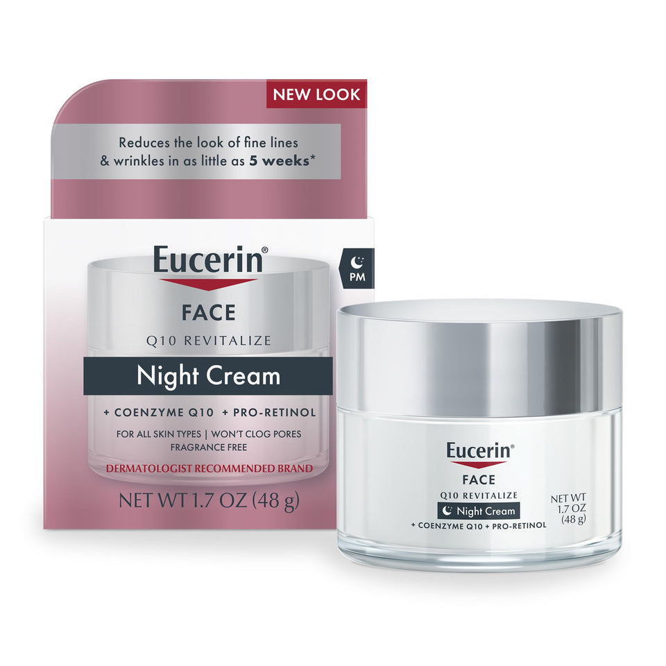 Eucerin jar front view showing product label and compact size benefit