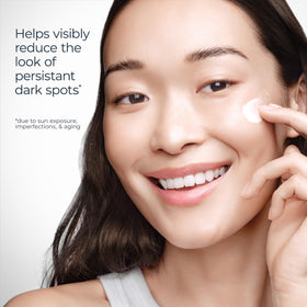 Eucerin radiant tone before and after swatch comparison showing reduced dark spots